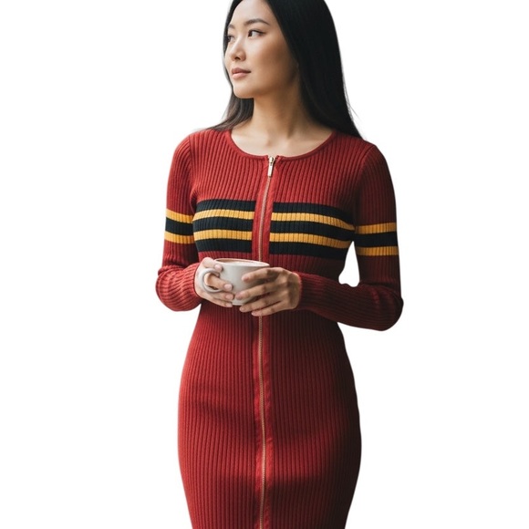 NYC Dresses & Skirts - NYC Red and Black Striped Midi Dress